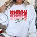 Large Ash Light Gray Merry Christmas Retro Text Vintage Style Holiday Message Hand Lettered Sweatshirt
