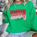 Medium Irish Bright Green Merry Christmas Retro Text Vintage Style Holiday Message Hand Lettered Sweatshirt