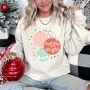  Merry And Bright Pastel Christmas Cozy Holiday Graphic Vintage Style Edition Sweatshirt