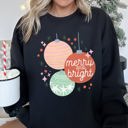 XXL Black Merry And Bright Pastel Christmas Cozy Holiday Graphic Vintage Style Edition Sweatshirt