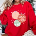 Small Red Merry And Bright Pastel Christmas Cozy Holiday Graphic Vintage Style Edition Sweatshirt