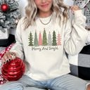  Merry And Bright Christmas Trees Festive Winter Forest Ornament Pattern With Lights Sweatshirt