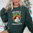 Medium Forest Green Premium Meowy Christmas Retro Cat Festive Feline Nostalgia Holiday Design Sweatshirt