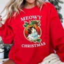 Large Red Premium Meowy Christmas Retro Cat Festive Feline Nostalgia Holiday Design Sweatshirt