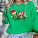 Large Irish Bright Green Mama Claus Santa Plaid Leopard Print Christmas Holiday Cheer Collection Sweatshirt