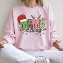 XXL Light Pink Mama Claus Santa Plaid Leopard Print Christmas Holiday Cheer Collection Sweatshirt