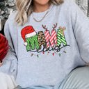 XXXL Heather Sport Gray Mama Claus Santa Plaid Leopard Print Christmas Holiday Cheer Collection Sweatshirt