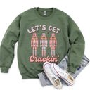 Large Military Green Let's Get Cracking Nutcracker Christmas Holiday Cheer Limited Edition Cozy Sweatshirt