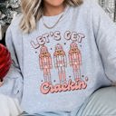 XL Heather Sport Gray Let's Get Cracking Nutcracker Christmas Holiday Cheer Limited Edition Cozy Sweatshirt