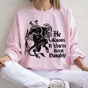 Large Light Pink Krampus Naughty Santa Christmas Holiday Mischief Graphic Design For Festive Winter Nights Sweatshirt