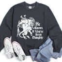 Small Dark Gray Heather Krampus Naughty Santa Christmas Sweatshirt