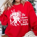 Small Red Krampus Naughty Santa Christmas Sweatshirt