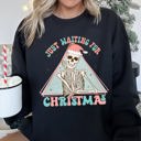 XXL Black Just Waiting For Christmas, Skeleton Illustration Graphic Limited Edition Sweatshirt