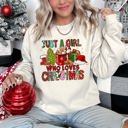 Medium Sand Just A Girl Who Lives Christmas Sweatshirt