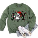 Small Military Green Joy Paw Christmas Canine Paw Print Festive Holiday Spirit Cozy Edition Sweatshirt