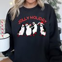 XXXL Black Jolly Holiday Penguins Christmas Cozy Winter Scene Festive Graphic Premium Sweatshirt