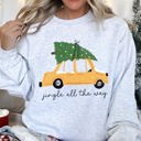 Large Ash Light Gray Jingle All The Way Retro Car Christmas Holiday Vintage Auto Lane Graphic Sweatshirt