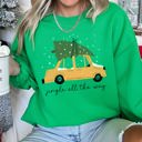 XXL Irish Bright Green Jingle All The Way Retro Car Christmas Holiday Vintage Auto Lane Graphic Sweatshirt