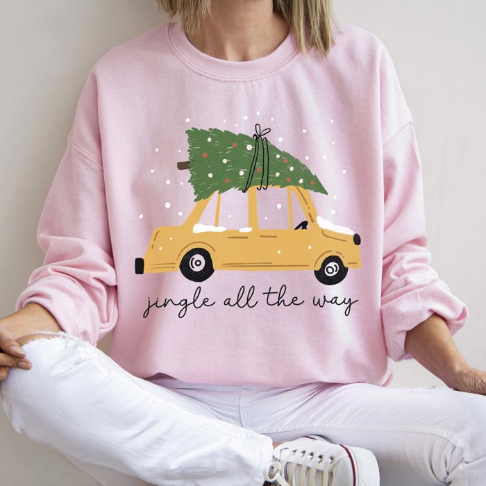 Jingle All The Way Retro Car Christmas Holiday Vintage Auto Lane Graphic Sweatshirt