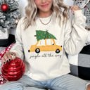 Medium Sand Jingle All The Way Retro Car Christmas Holiday Vintage Auto Lane Graphic Sweatshirt