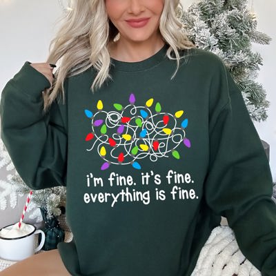I'm Fine, It's Fine, Everything Is Fine Christmas Sweatshirt With Festive Quote And Cozy Comfort