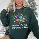 XXL Forest Green I'm Fine, It's Fine, Everything Is Fine Christmas Sweatshirt With Festive Quote And Cozy Comfort