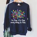 Medium Navy I'm Fine, It's Fine, Everything Is Fine Christmas Sweatshirt With Festive Quote And Cozy Comfort