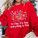 Large Red I'm Fine, It's Fine, Everything Is Fine Christmas Sweatshirt With Festive Quote And Cozy Comfort