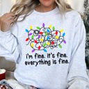 Large Ash Light Gray I'm Fine, It's Fine, Everything Is Fine Christmas Cozy Quote Edition Premium Sweatshirt