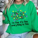 Large Irish Bright Green I'm Fine, It's Fine, Everything Is Fine Christmas Cozy Quote Edition Premium Sweatshirt