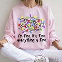 XL Light Pink I'm Fine, It's Fine, Everything Is Fine Christmas Cozy Quote Edition Premium Sweatshirt