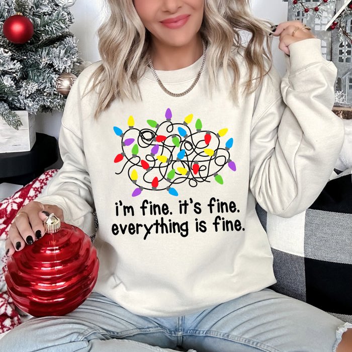 I'm Fine, It's Fine, Everything Is Fine Christmas Cozy Quote Edition Premium Sweatshirt