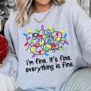 Medium Heather Sport Gray I'm Fine, It's Fine, Everything Is Fine Christmas Cozy Quote Edition Premium Sweatshirt