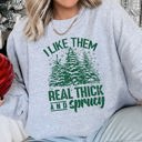 XXXL Heather Sport Gray I Like Them Real Thick Christmas Limited Edition Cozy Fleece Lined Statement Sweatshirt
