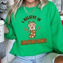 XL Irish Bright Green I Believe In Santa, Dog Lover Christmas Cozy Fleece Festive Message Holiday Favorite Sweatshirt