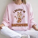 XXL Light Pink I Believe In Santa, Dog Lover Christmas Cozy Fleece Festive Message Holiday Favorite Sweatshirt