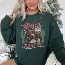  Howdy Santa, Reindeer Cowboy Rodeo Christmas Western Holiday Graphic Seasonal Sweatshirt