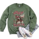  Howdy Santa, Reindeer Cowboy Rodeo Christmas Western Holiday Graphic Seasonal Sweatshirt
