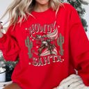 XXL Red Howdy Santa, Reindeer Cowboy Rodeo Christmas Western Holiday Graphic Seasonal Sweatshirt