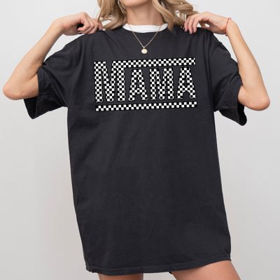Checkered Mama Retro Vintage Plaid Nostalgic Americana Style Classic Comfort Colors Tee