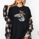 XXL Black Cowboy Riding Rainbow Trout Rodeo Club Western Adventure Edition Comfort Colors Tee
