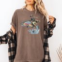 XL Espresso Brown Cowboy Riding Rainbow Trout Rodeo Club Western Adventure Edition Comfort Colors Tee