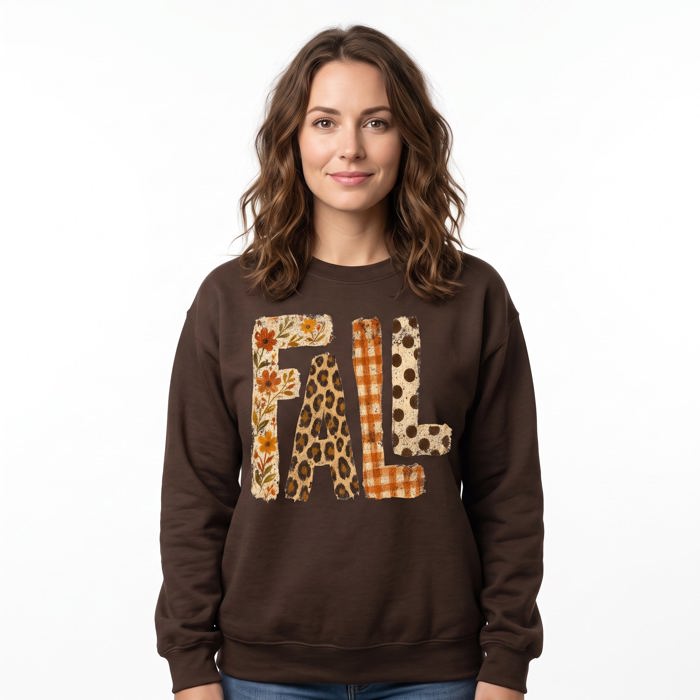 Fall Pattern Letters, Autumn Floral, Leopard Plaid, Polka Dot, Harvest Season Sweatshirt