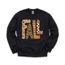 Medium Black Fall Pattern Letters, Autumn Floral, Leopard Plaid, Polka Dot, Harvest Season Sweatshirt