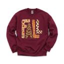 XXL Maroon Fall Pattern Letters, Autumn Floral, Leopard Plaid, Polka Dot, Harvest Season Sweatshirt