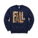 Large Navy Fall Pattern Letters, Autumn Floral, Leopard Plaid, Polka Dot, Harvest Season Sweatshirt