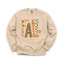 Large Sand Fall Pattern Letters, Autumn Floral, Leopard Plaid, Polka Dot, Harvest Season Sweatshirt