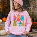  Playful Pumpkins, Bright Fall, Whimsical Autumn, Vibrant Halloween Vibes Sweatshirt