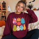 Playful Pumpkins, Bright Fall, Whimsical Autumn, Vibrant Halloween Vibes Sweatshirt