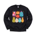 Small Black Playful Pumpkins, Bright Fall, Whimsical Autumn, Vibrant Halloween Vibes Sweatshirt
